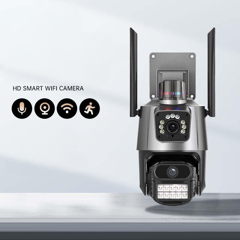 Dual-Lens PTZ Security Camera - Outdoor Waterproof WiFi Surveillance Camera With Dual View