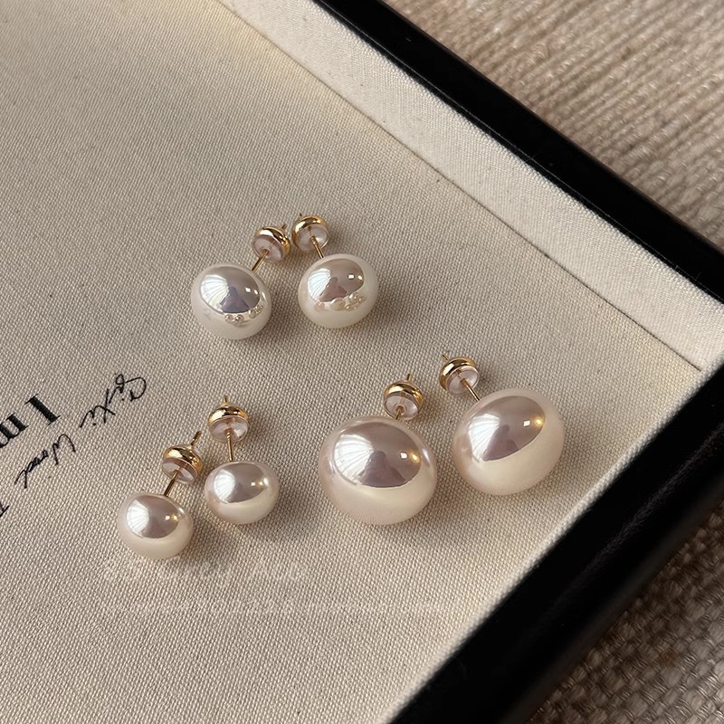 Silver Needle Bun Pearl Piercing Care High-end Light Luxury Elegant Earrings Niche Versatile Clips Ear Jewelry