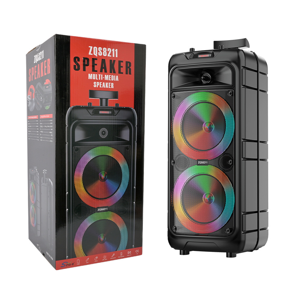 ZQS8211 With Display Screen Radio Bluetooth Speaker Subwoofer Wireless Bluetooth Dual 8-inch Speaker