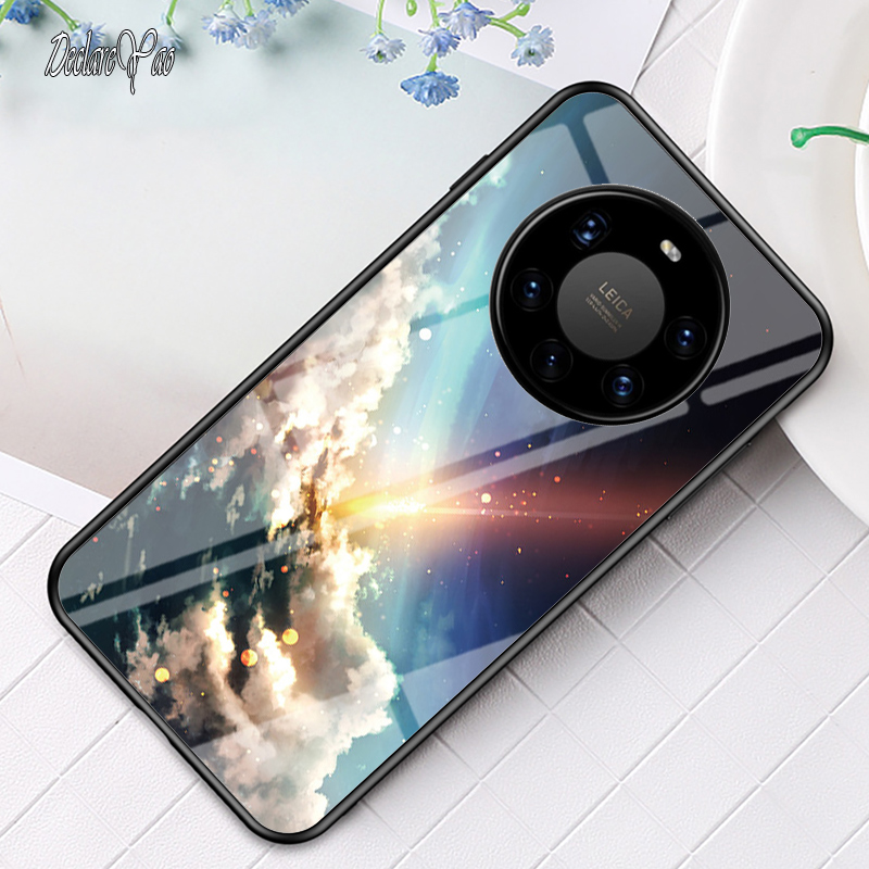 Mate 40 RS Glass Case DECLAREYAO Luxury Hard Mirror Tempered Glass Coque For Huawei Mate 9 10 20 30 40 Pro+ 10 20 Lite C