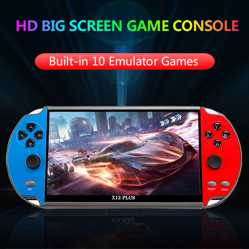 X7/X12 Plus Handheld Game Console 4.3/5.1/7.1 Inch HD Screen Portable Audio Video Player Classic Play Built-in10000+ Free Games