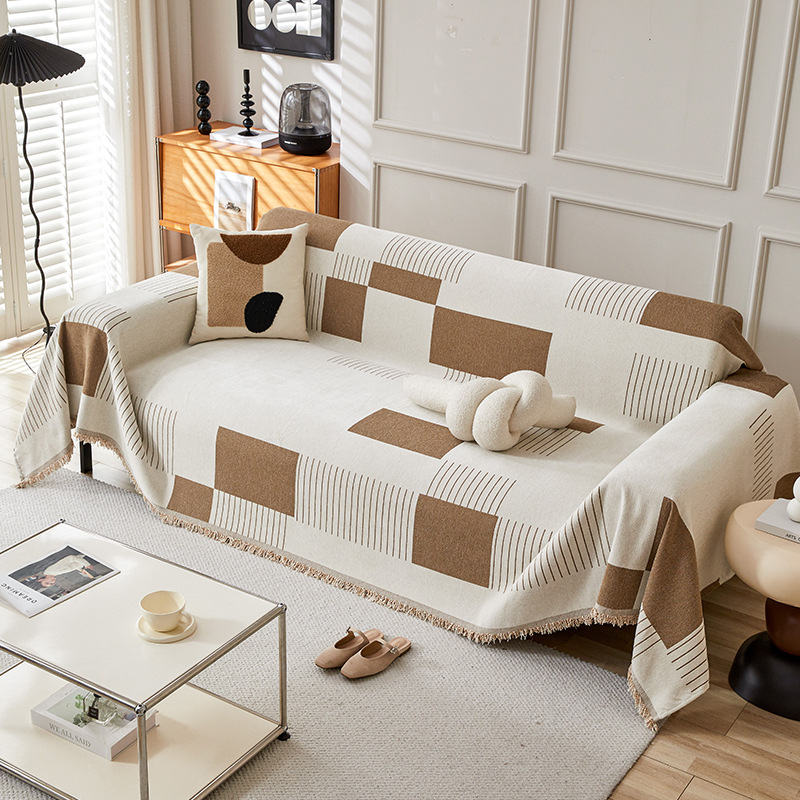 Home Textile Geometric Square Modern Simple Chenille Sofa Towel High Grade Sofa Cover Cloth Four Seasons Universal Sofa Cover Blanket
