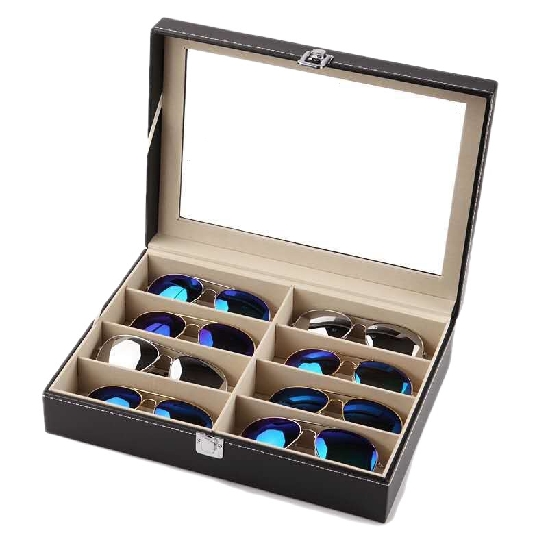 Unisex Simple leather lock glasses box Sunglasses box Sunglasses storage box Large capacity packaging box Gift box