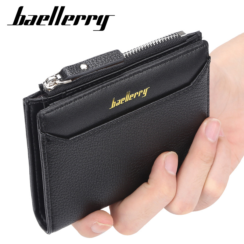 Baellerry Men's Wallet High Quality Fashion Short Zipper Coin Purse Open Wallet Multi Card Card Holder