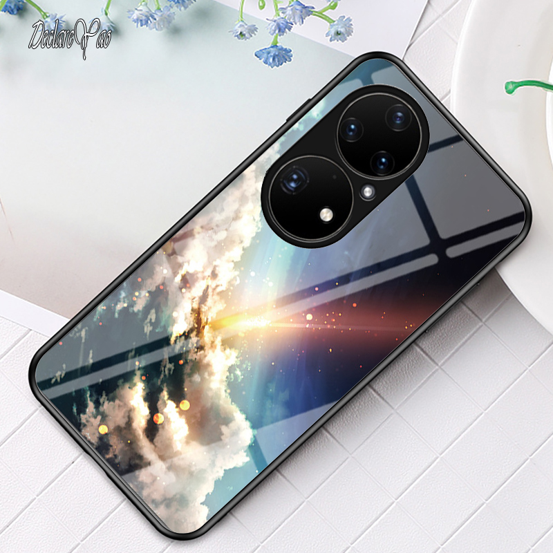 for P9 P10 P20 P30 P40 Lite Case DECLAREYAO Luxury Hard Mirror Tempered Glass Coque For Huawei P9 P10 P20 P30 P40 P50 Pr