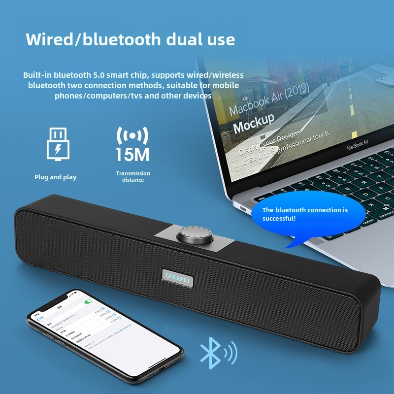 350BS Wired Desktop All-in-One Strip Sound Blaster Sound Bar Speaker, Laptop USB Bluetooth Speaker
