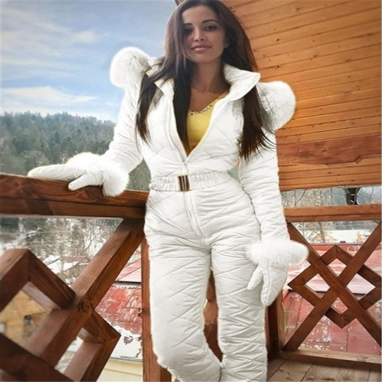 Women's outdoor fashion ski suit jacket hoodie outdoor sports jumpsuit zipper ski suit