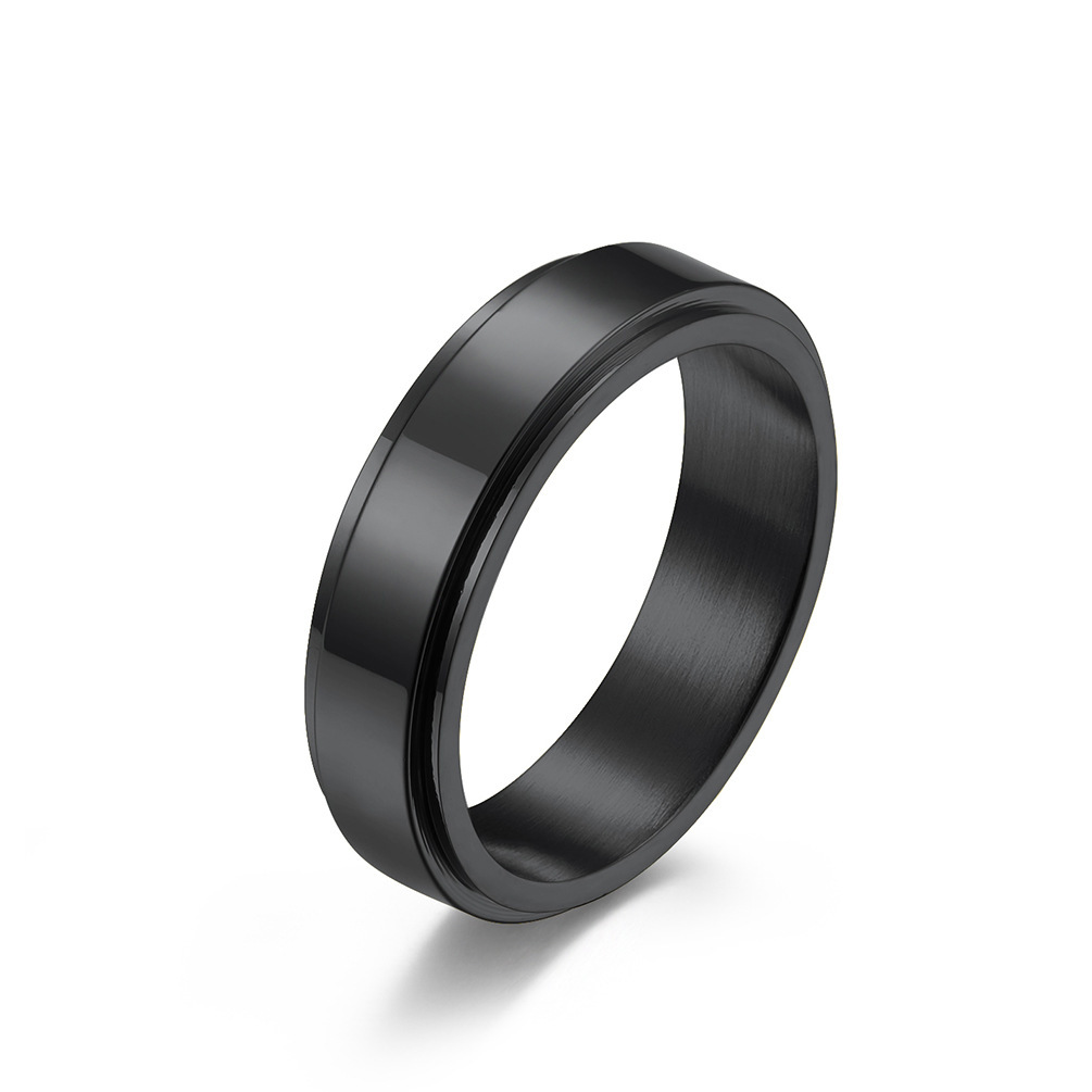 Men's Jewelry Simple Plain Ring With Engraving Stainless Steel Smooth Rotating Ring Cool Neutral Style Genderless Couple Ring