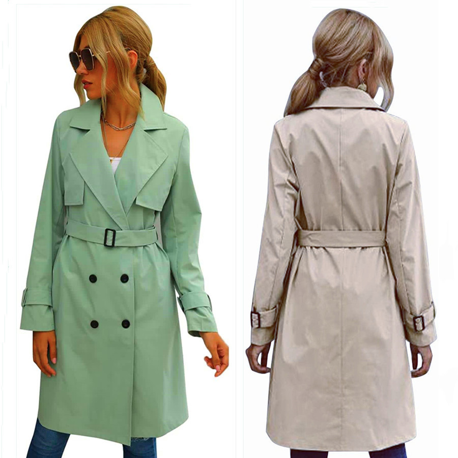 Women's Windbreaker Coat Women's Autumn And Winter Hot Single-breasted Long Coat