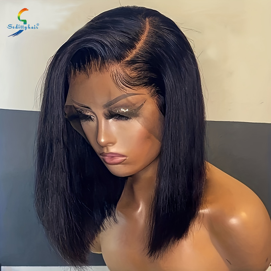 150% Density 13X4 Lace Front Wigs Short Bob Human Hair Wigs Pre Plucked With Baby Hair Straight 13x4 Transparent Lace Front Human Hair Wigs For Women