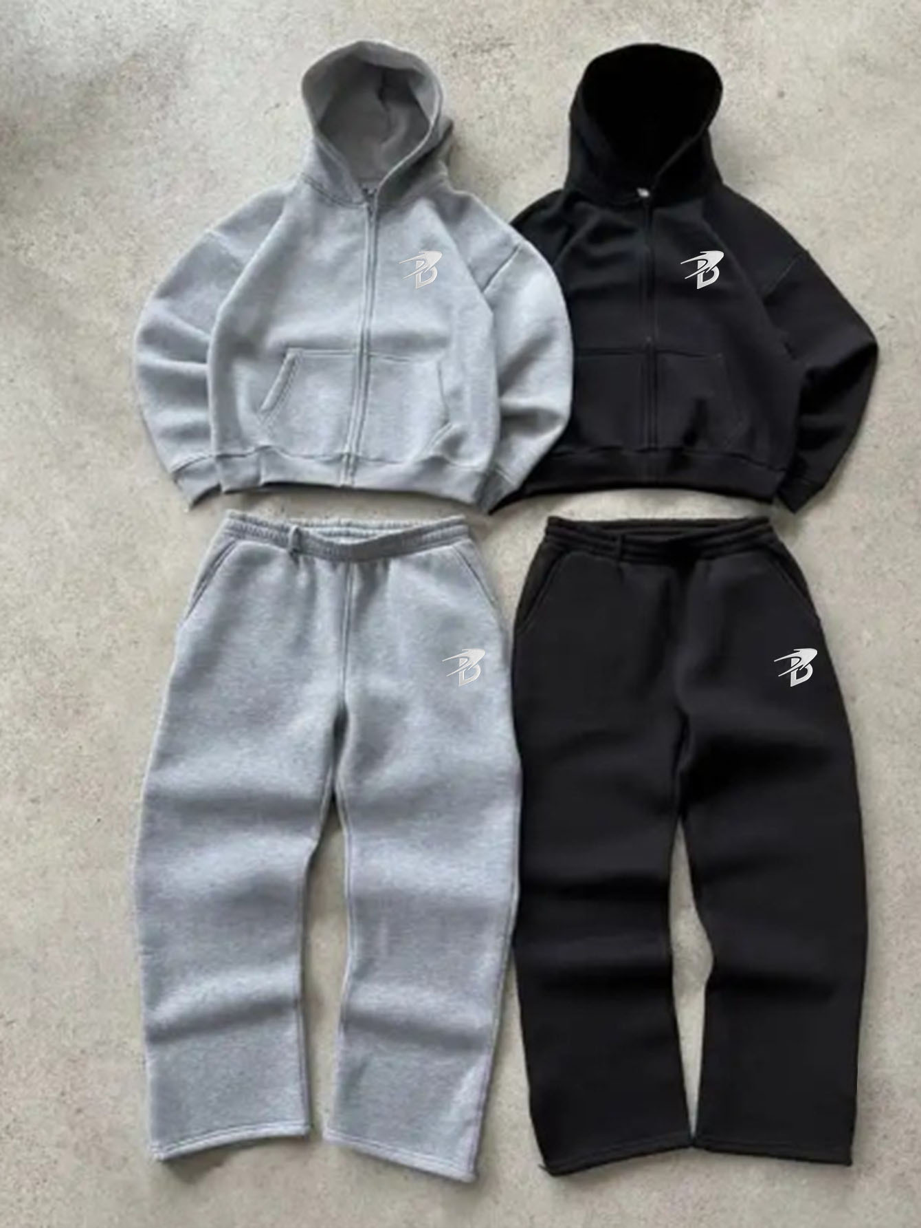 Men's Embroidered Hoodie & Jogger Set - Streetwear Tracksuit With Rubberized Patches, Comfortable Casual Outfit