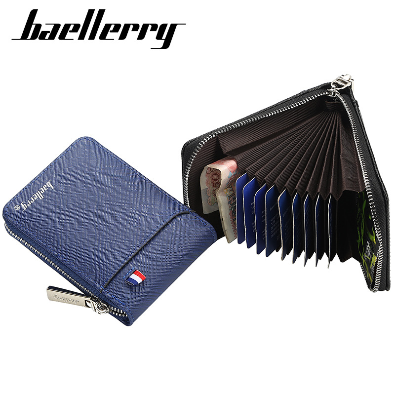 Baellerry Men's Organ Card Holder New Product PU Document Bag Fashion Zipper Multi-card Coin Purse