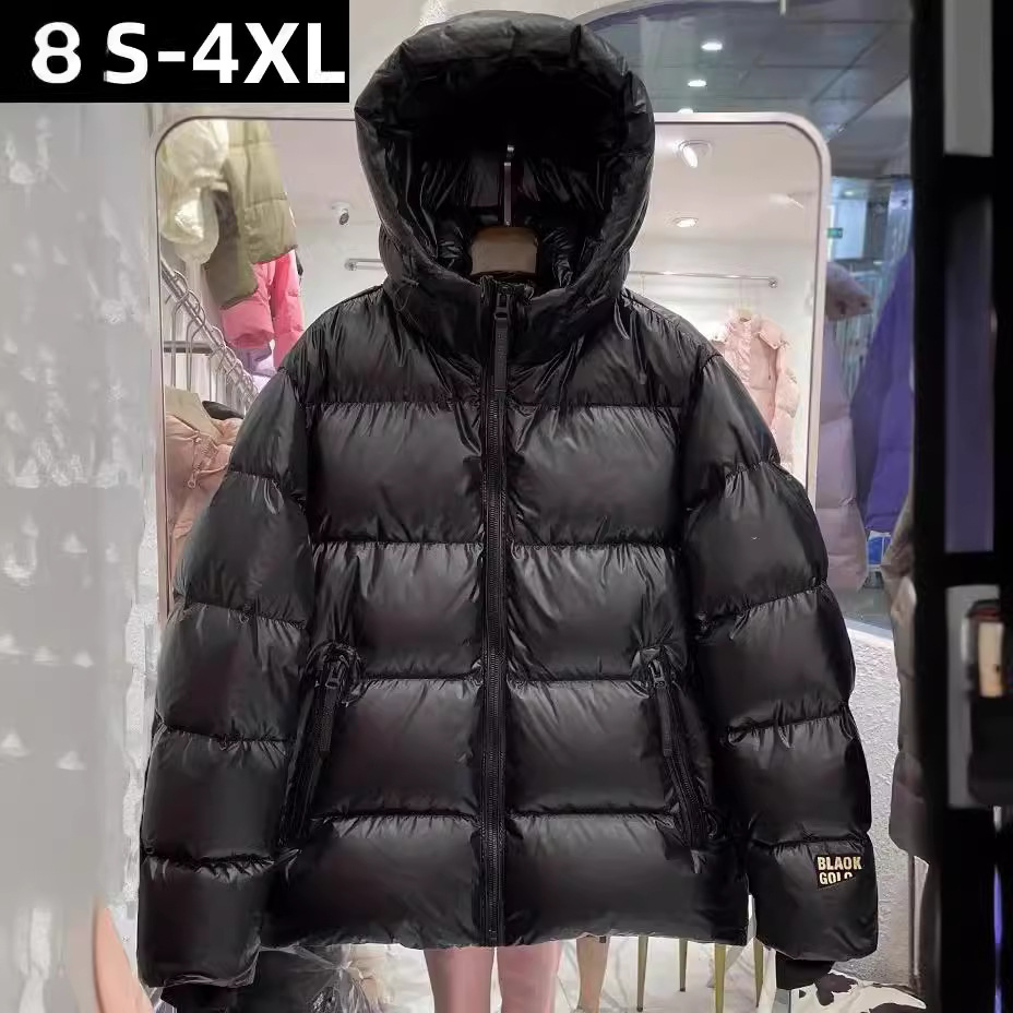 Women's Clothing Black and gold winter coats jacket windproof short winter coats jacket women new winter high end off season thickened couple hooded outer