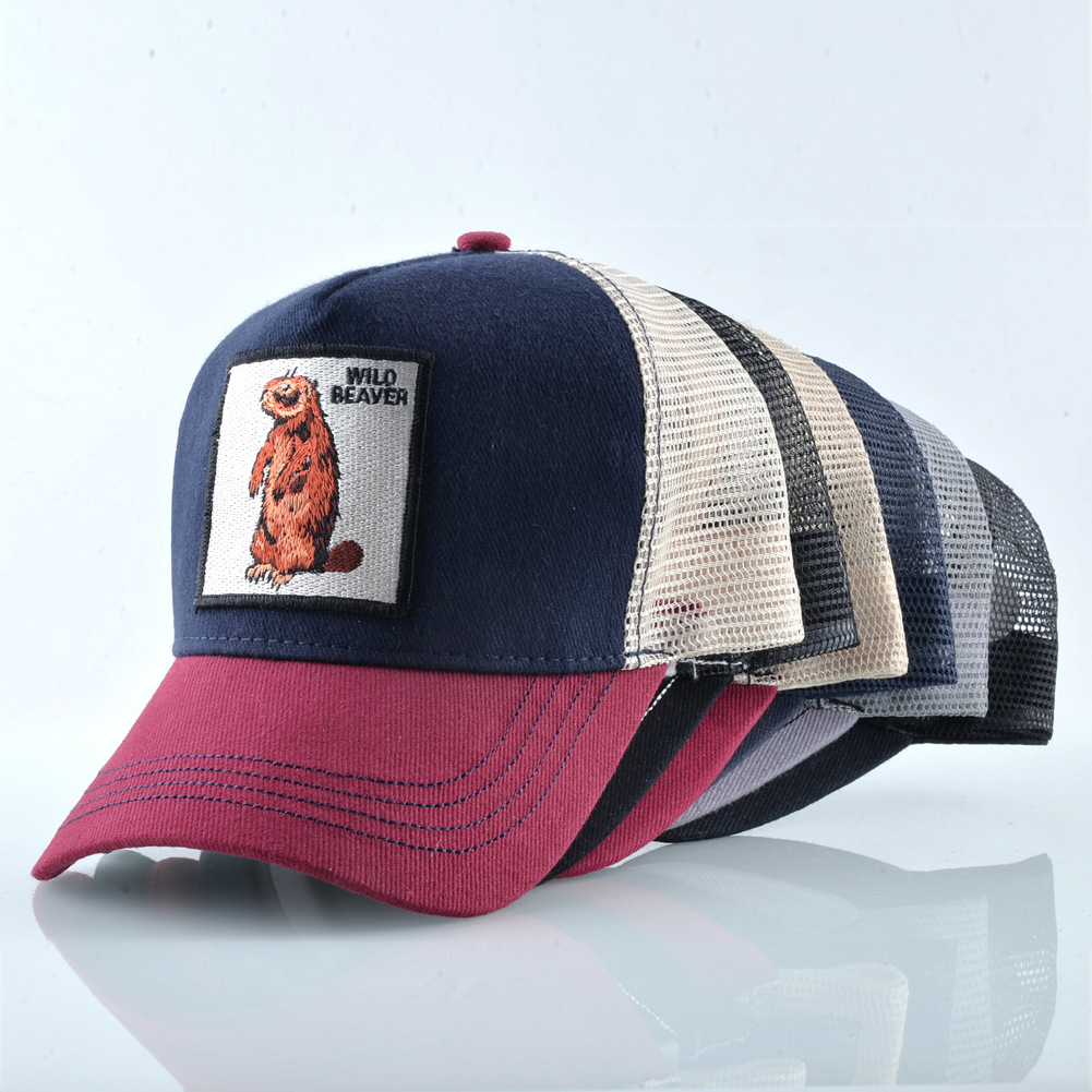New European and American hot sale Animal embroidery baseball cap Mesh cap Foreign trade men and women patch cap