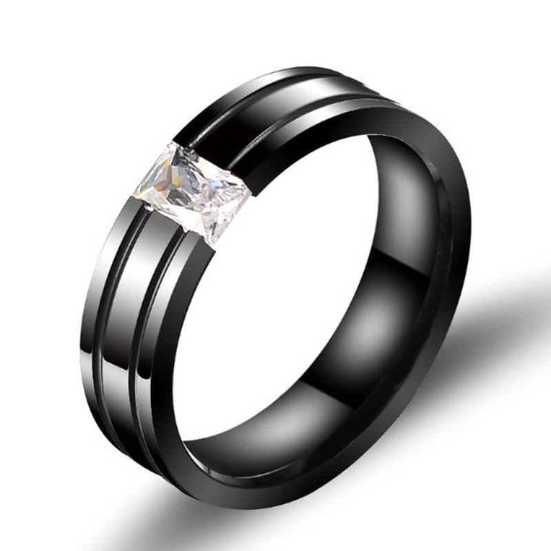 popular personalized diamond titanium steel men's ring black zircon personalized ring diamond ring ring