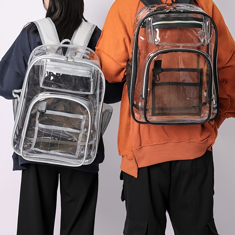 1pc Heavy Duty Clear Backpack, See Through Backpacks Transparent Clear Large SchoolBag For School Work Stadium Security