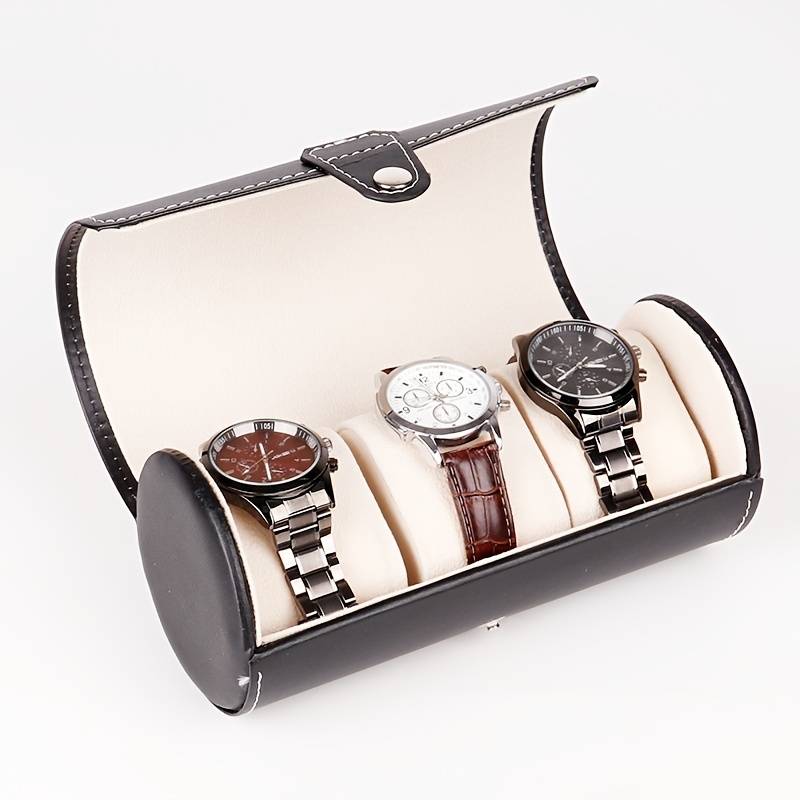 1pc Vintage Three-Tube Watch Box, Watch Storage Display Watch Gift Box Convenient Watch Storage Box