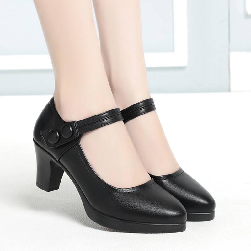 Women's high heels platform platform round head comfortable performance shoes thick heel work shoes single shoes