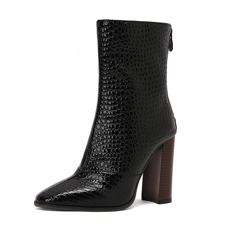 34-39 Women's Boots Sexy Pointy Boots With Thick Heels Plus Size Fashion Boots(5 Color)