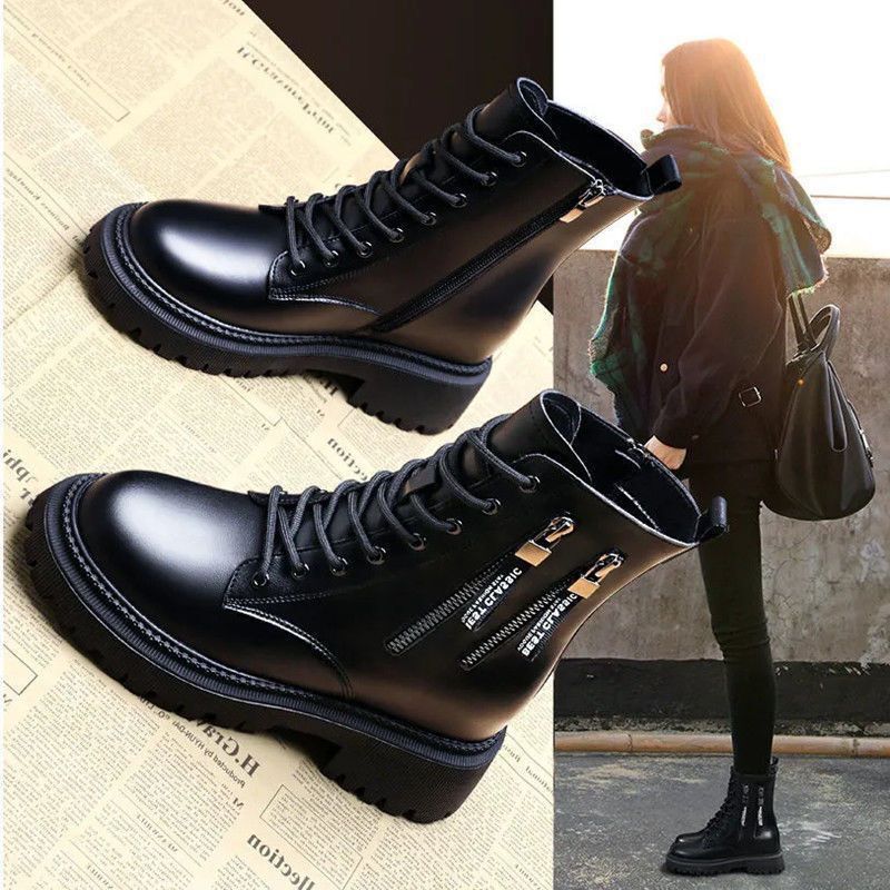 Boots Martin boots women thick sole 2023 autumn and winter new women's boots lace up short boots women British casual women's shoes trendy