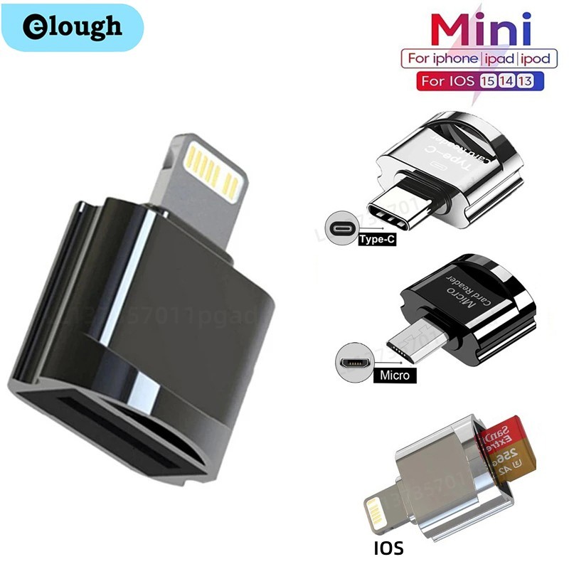 Mini Micro Elough Type C Sd Tf Card Reader Otg Adapter for Ios 13 Above System Otg Memory Card Reader for iPho
