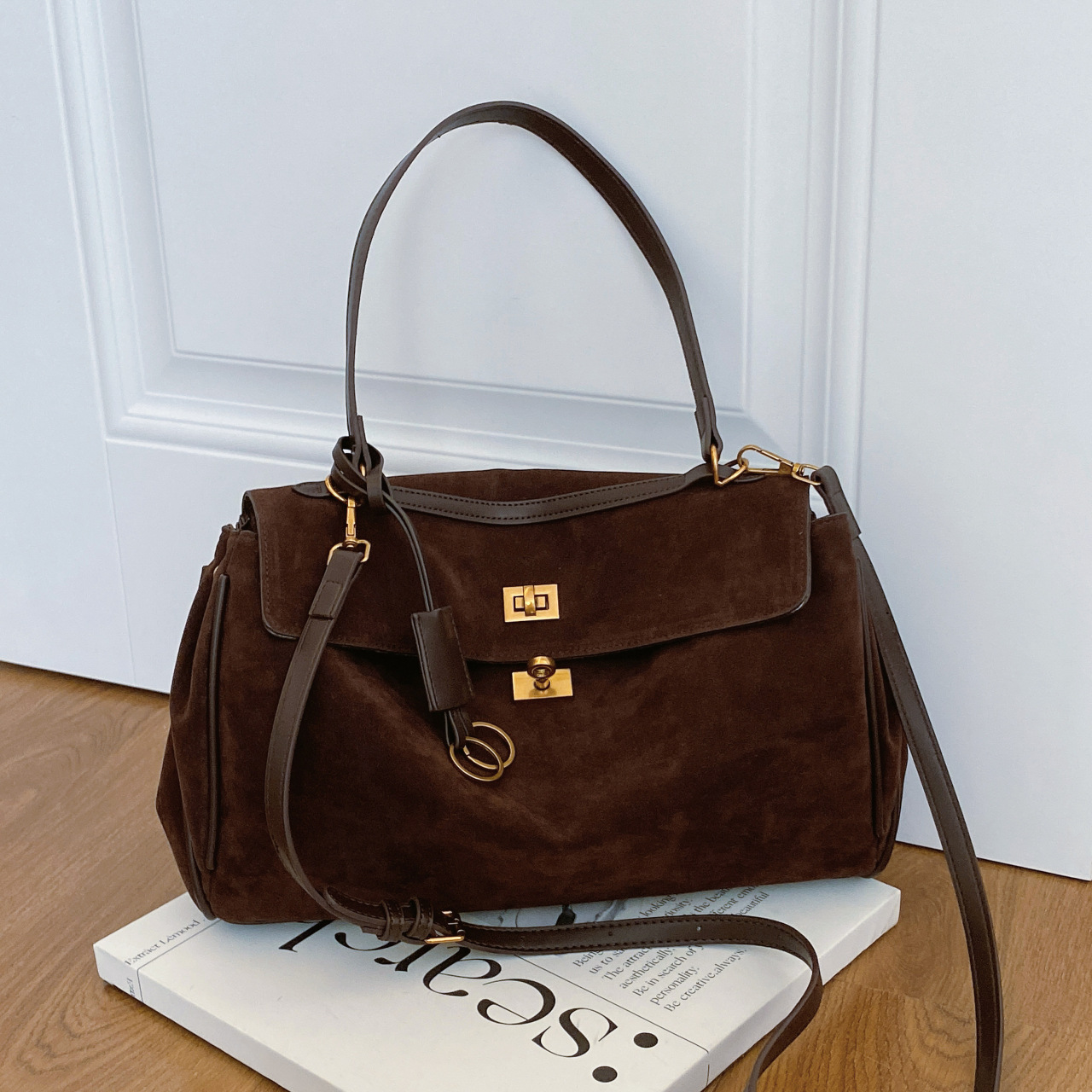 Frosted suede autumn and winter single shoulder bag Rodeo high-end sense niche crossbody large capacity buckle handbag