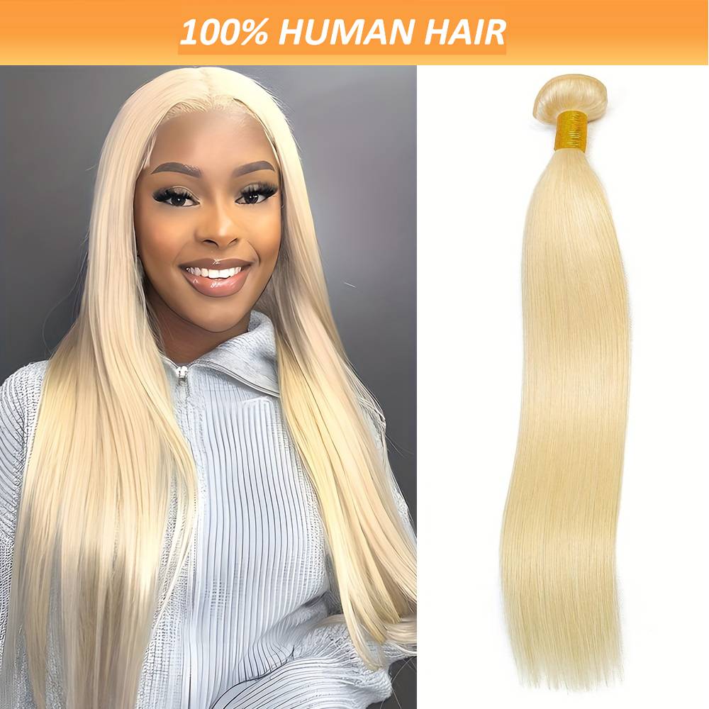 1pcs human hair bundle STW straight hair 100g smooth straight hair light yellow hair 100% human hair can be permed and dyed