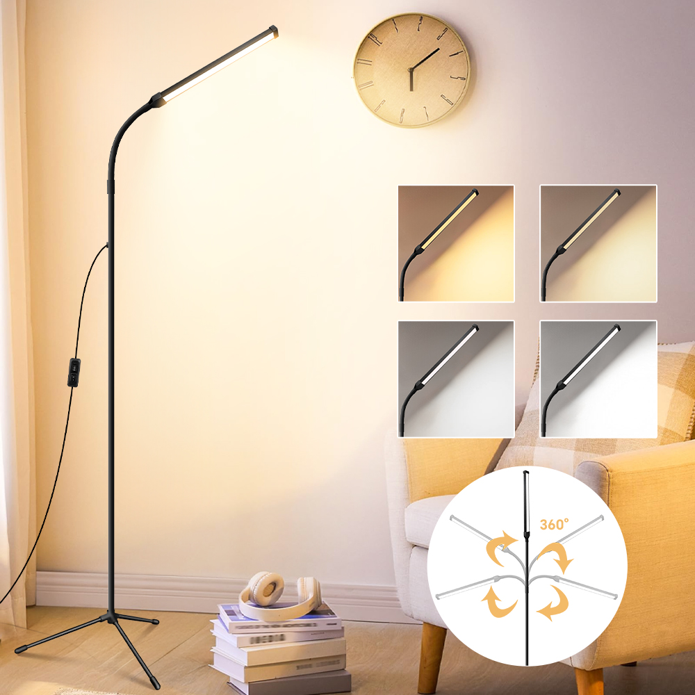 LED Floor Lamp -Adjustable Color Temperature & Brightness Modern Floor Lamps, Standing Work Light For Eyelash Extensions, Reading, Office, Living Room