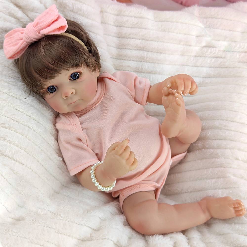 46CM 18Inch Realistic Reborn Girl Dolls Transplanted Hair 3D Skin Children Toddler Companion Waterproof Toy Birthday Christmas Gift