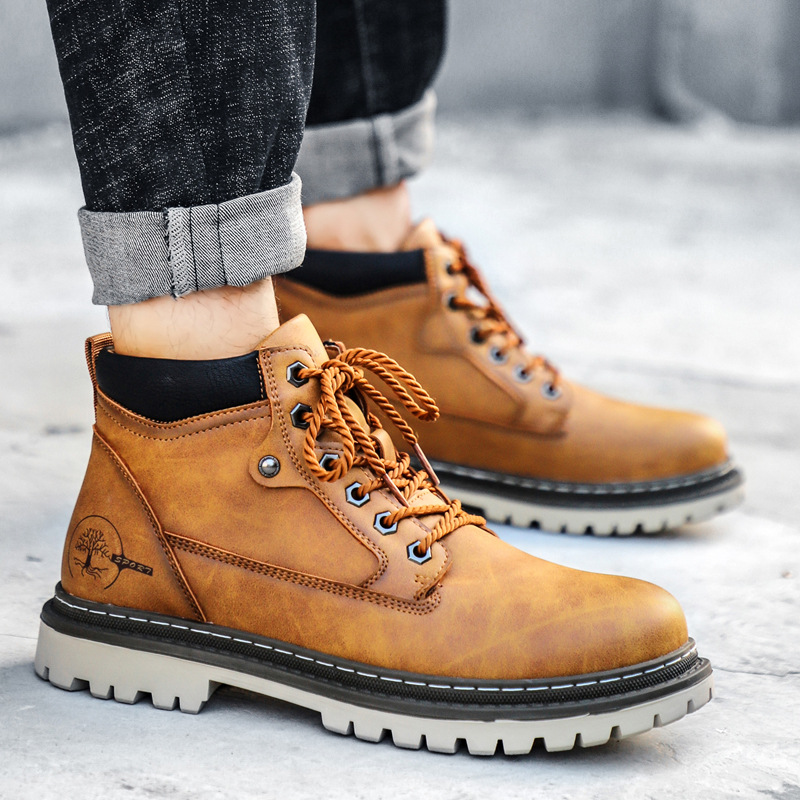 2021 New Cross-border Large Size Autumn and Winter Martin Boots Men's Leather Boots British Boots Men's Casual Workwear Boots High-top Boots