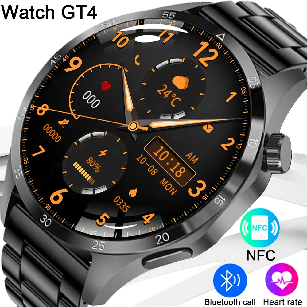For Huawei GT4 Pro Max Smartwatch Men's Blood Sugar NFC AMOLED 466*466 HD Screen Bluetooth Call Sports Waterproof Smart Watch