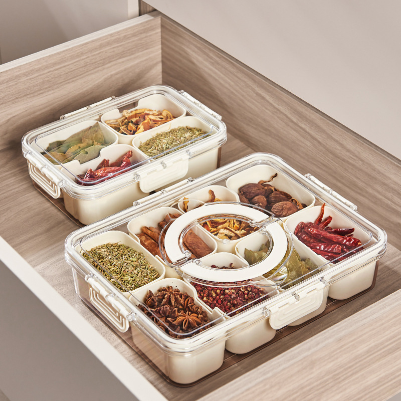Food Grade Refrigerator Fresh Keeping Box Travel Sealed Carry Portable Compartment Storage Box Seasoning Box