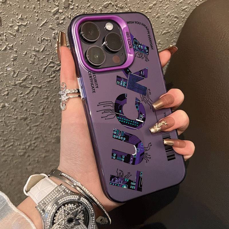 Applicable To Mobile Phone Case Simple English Phone14Promax Mobile Phone Case Suitable For 13/12/15 Blu-ray Tide Protective Cover