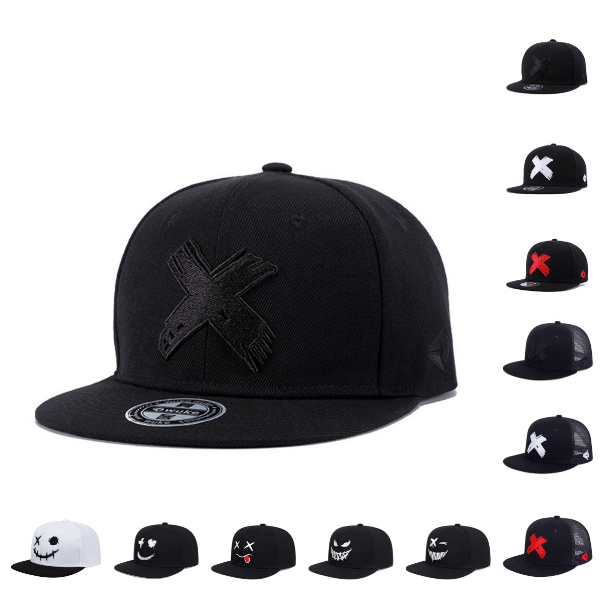 X letter flat brim baseball cap street fashion men and women fashion cap HipHop rap hip hop basketball cap