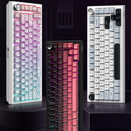 K75pro Customizable Three-mode Mechanical Keyboard Side-printed Wireless Bluetooth Office Gaming E-sports Dedicated