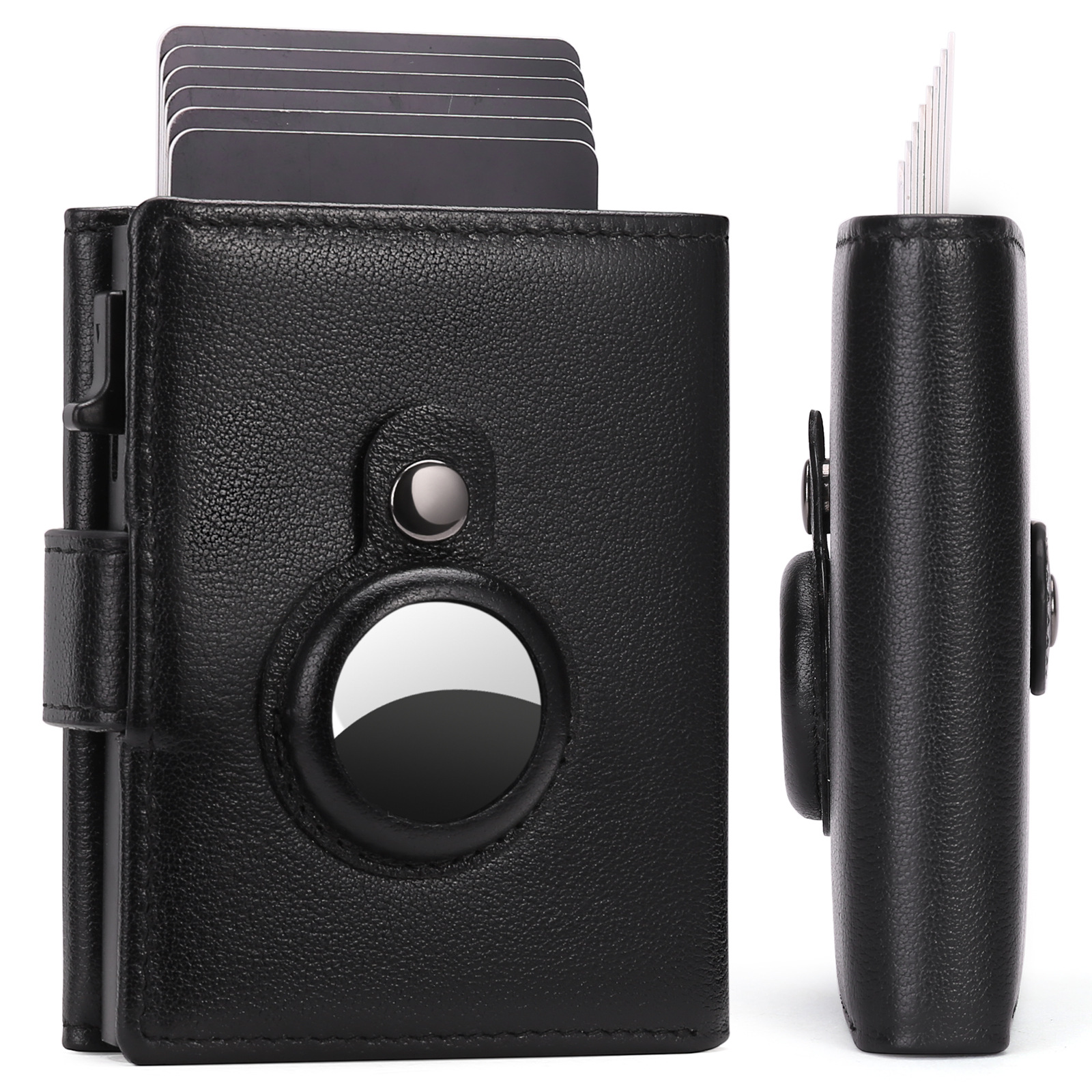 Men's Leather Card Holder Card Holder Automatic Card Holder Wallet Men's Automatic Card Box Rfid Anti-magnetic Anti-theft