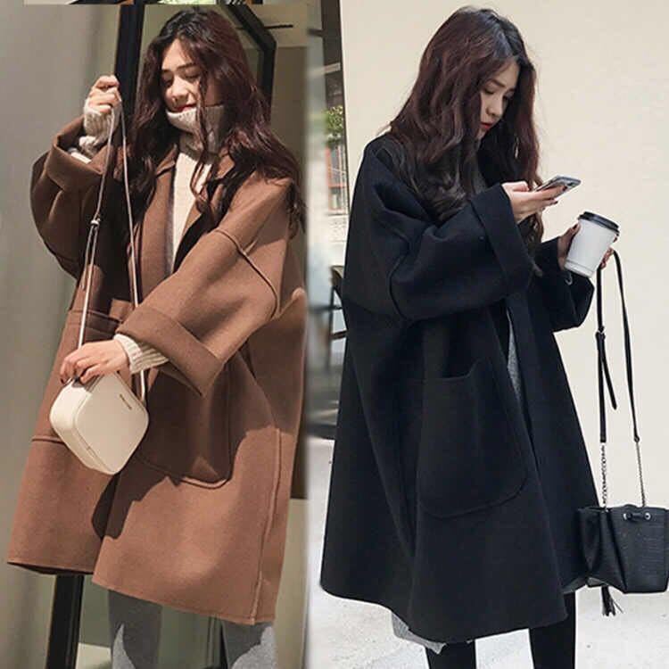 Oversized Wool-Blend Trench Coat For Women – Korean-Inspired A-Line Silhouette, Petite-Friendly Long Coat With Stand Collar