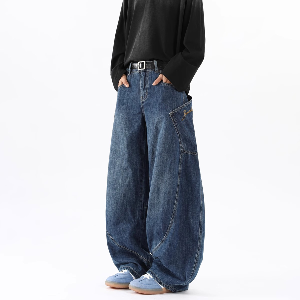 Men's Clothing High Street Fashion Brand Workwear Machete Jeans Men's Spring And Autumn New Retro Loose Wide Leg Versatile Trousers