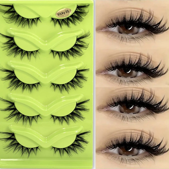 Eyelashes Set Oblique Flying 5 Pairs Of Green Fox Eye Cat Eye False Eyelashes Thick Curled Simulation Fox Eyelashes