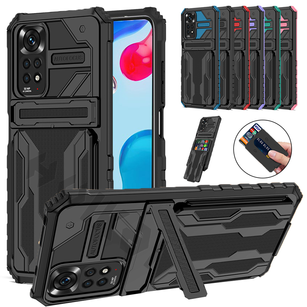 ShockProof Armor Case For Xiaomi Redmi Note 11S 11 10 10S 9 Pro Max 11T Poco M4 M3 X3 Pro Anti Shock KickStand Card Slot