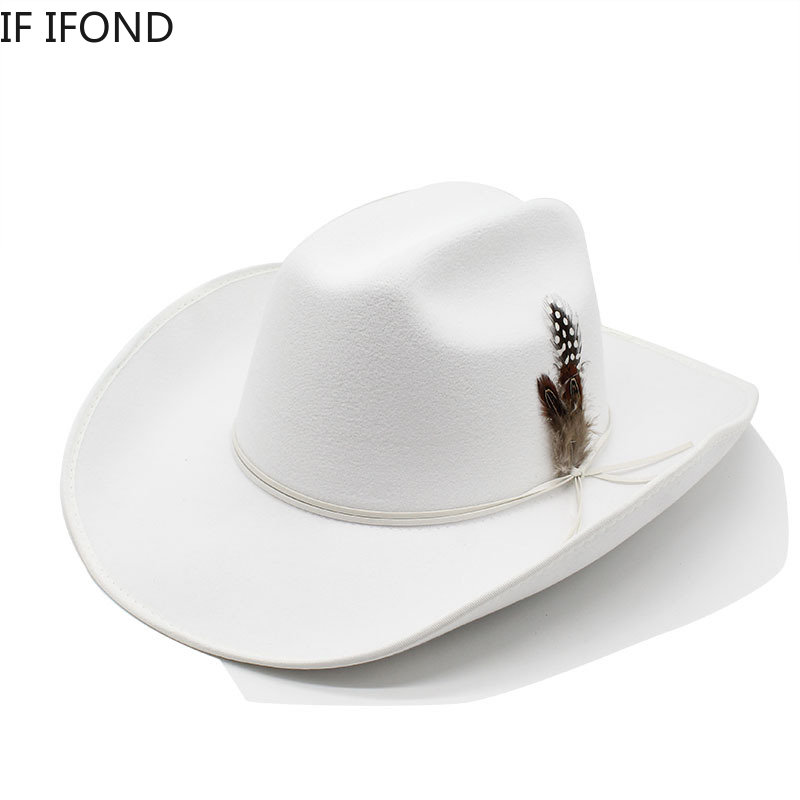 Fashion New 9.5CM Wide Brim Western Cowboy For Men's Vintage Fascinator Cowgirl Jazz Hat Cloche Church Caps Sombrero Hombre