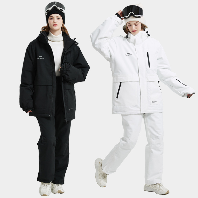​​Korean Style Unisex Ski Suit – Windproof & Waterproof Couple’s Ski Jacket & Pants Set | Thermal Insulated Snowboarding Outfit For Men & Women​​