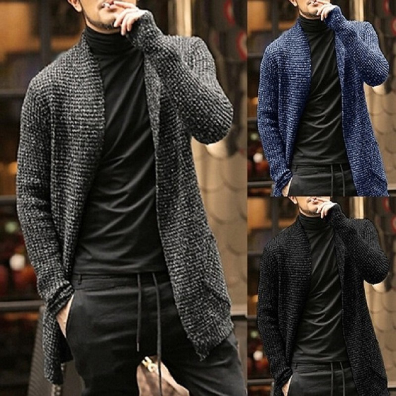 Men's casual long sleeve knitted sweater windbreaker sweater