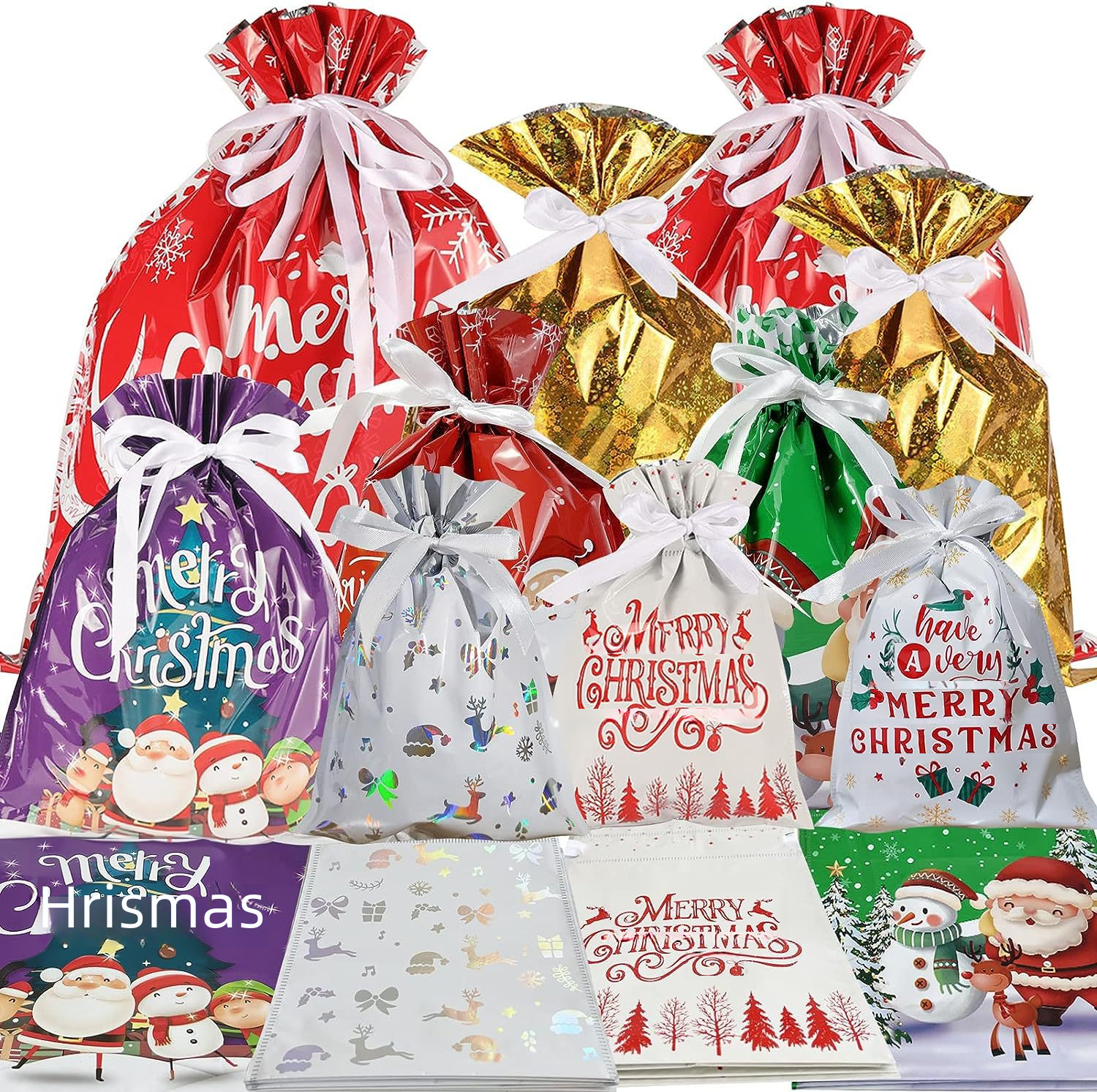 Christmas Gift Bag suit 2024 New Cross Border  Christmas Gift Bag Decorative Candy Bag Drawstring Bag