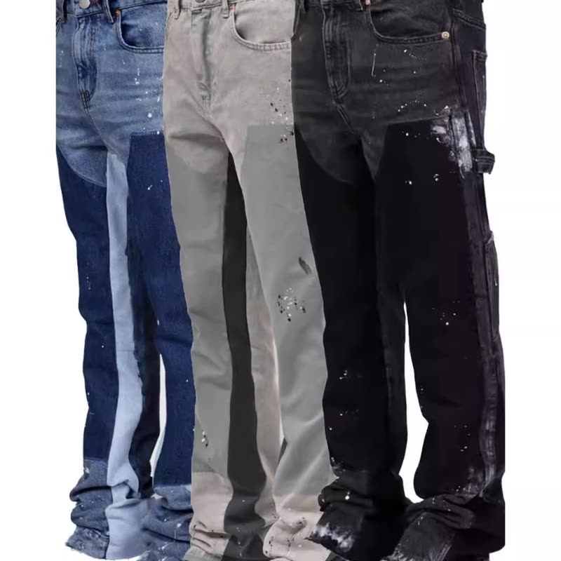 Men's Clothing 2025 Herren-Jeansoveralls, Europäische Und Amerikanische Mode, Arbeitskleidung, Elastischer Patch-Jeansstoff, Mehrlagige Schlaghose