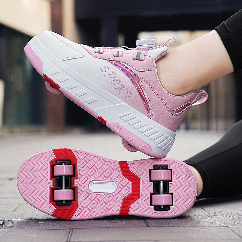 Kid's Clothing Roller skates, double-row wheels, deformed shoes, wheel shoes, skates, four-wheel detachable roller skates, double-row wheels