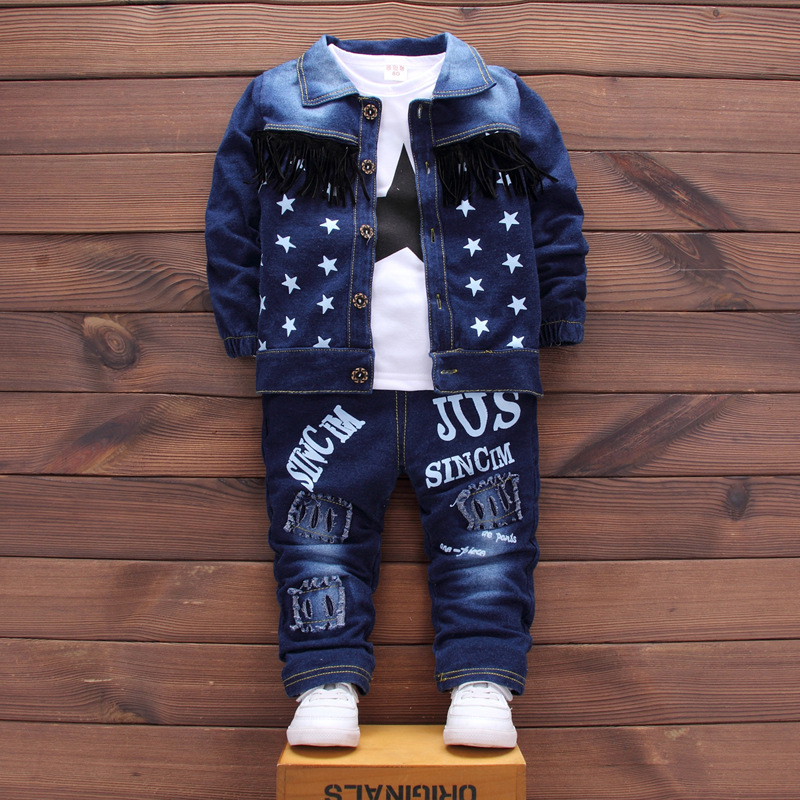 Children's Clothing Boy Cowboy Spring And Fall Three Sets Of Fashionable Boy Baby Autumn Clothing