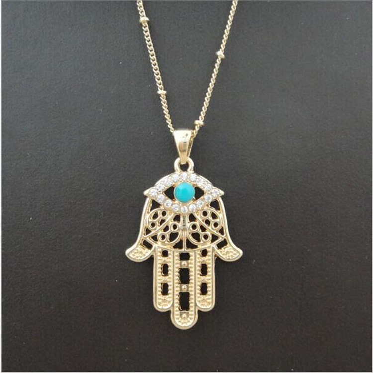 Qingdao Jewelry Hamsa Evil Eye Fatima's Hand Blue Eye Necklace