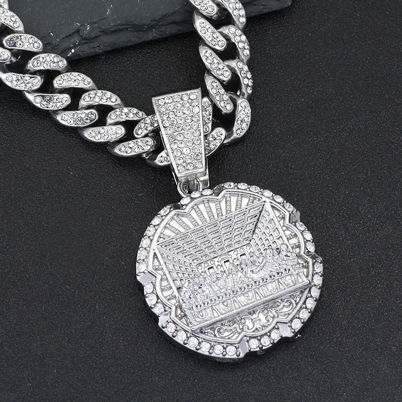Hip hop necklace World famous painting medal The Last Supper diamond pendant necklace for men