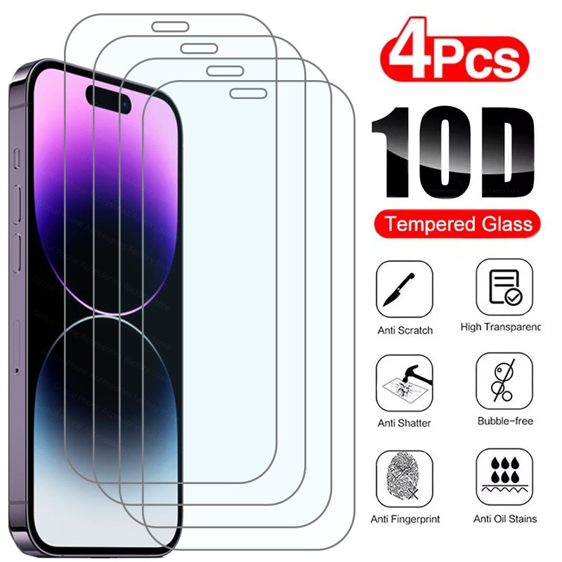 4PCS Tempered Glass for iPhone 15 11 14 12 13 Pro Max XR X XS XSMax 14Plus 15Plus 13Mini Screen Protector on for iPhone 7 8 6 6S Plus SE2020 Glass